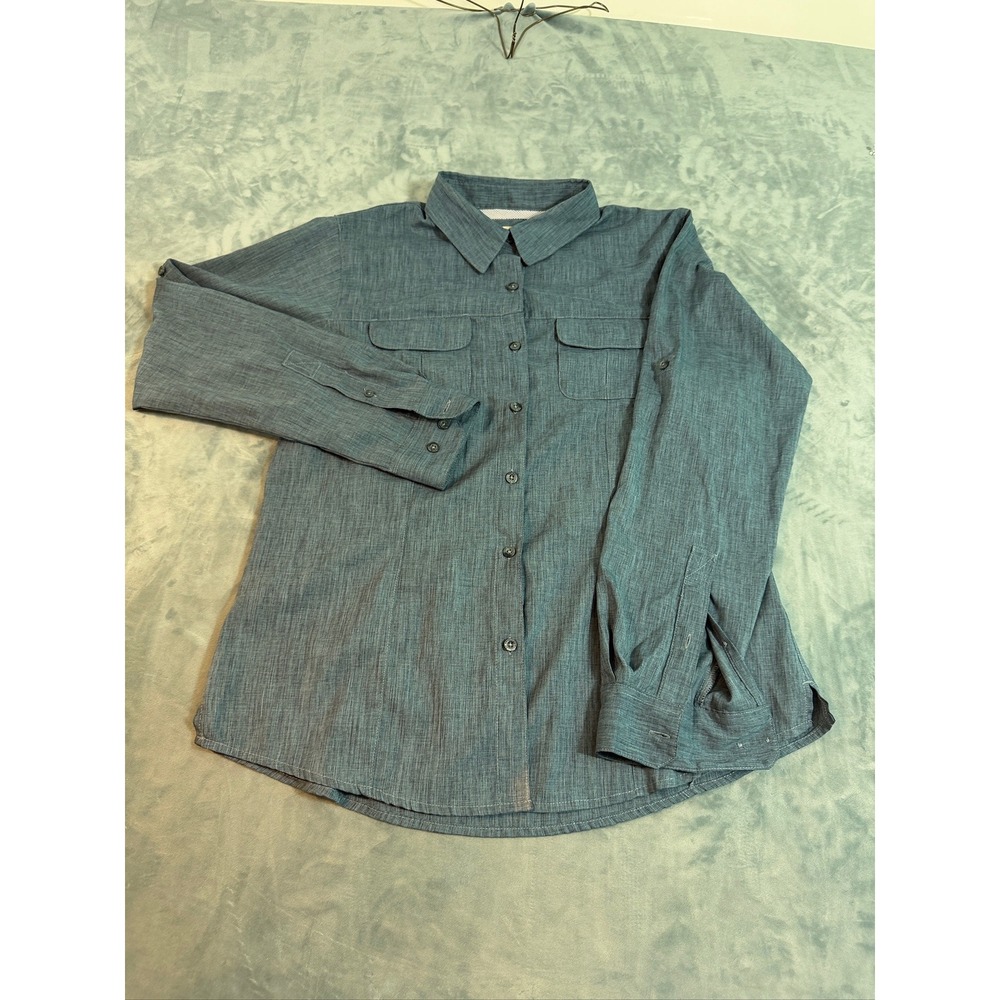 Magellan Outdoors Blue Long Sleeve Fishing Shirt Mens Large Classic Fit